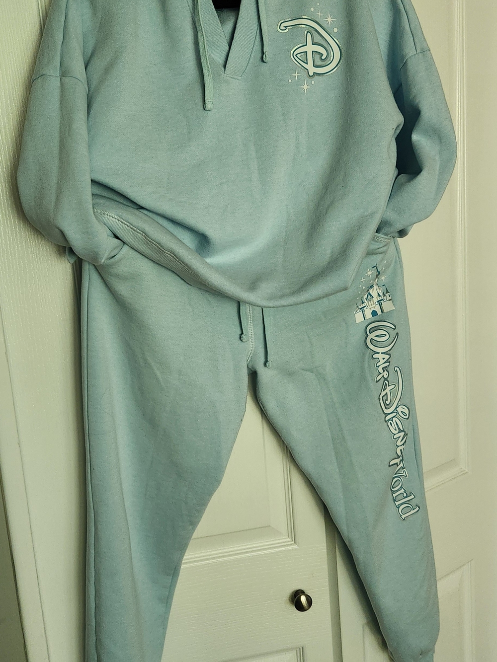 Walt Disney World Womens Baby Blue Sweatsuit with Disney Graphics